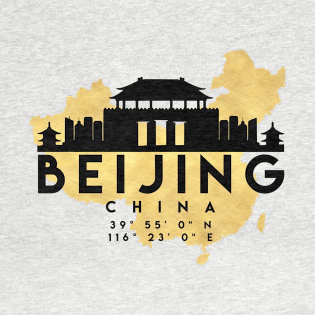 Beijing China Skyline Map Art by deificusArt